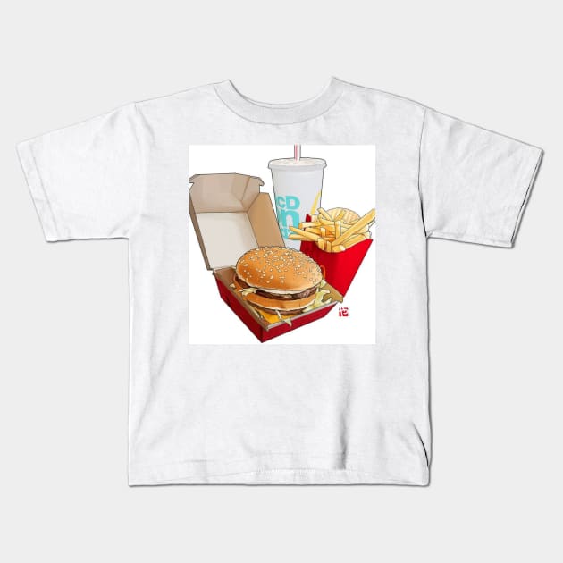 Happy meal Kids T-Shirt by Alligant22